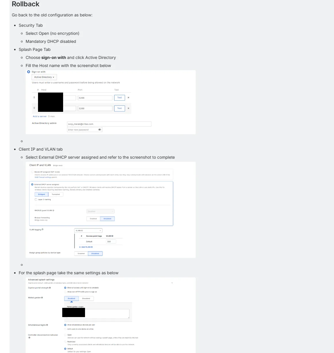Plan de rollback de la migration authentification Wi-Fi